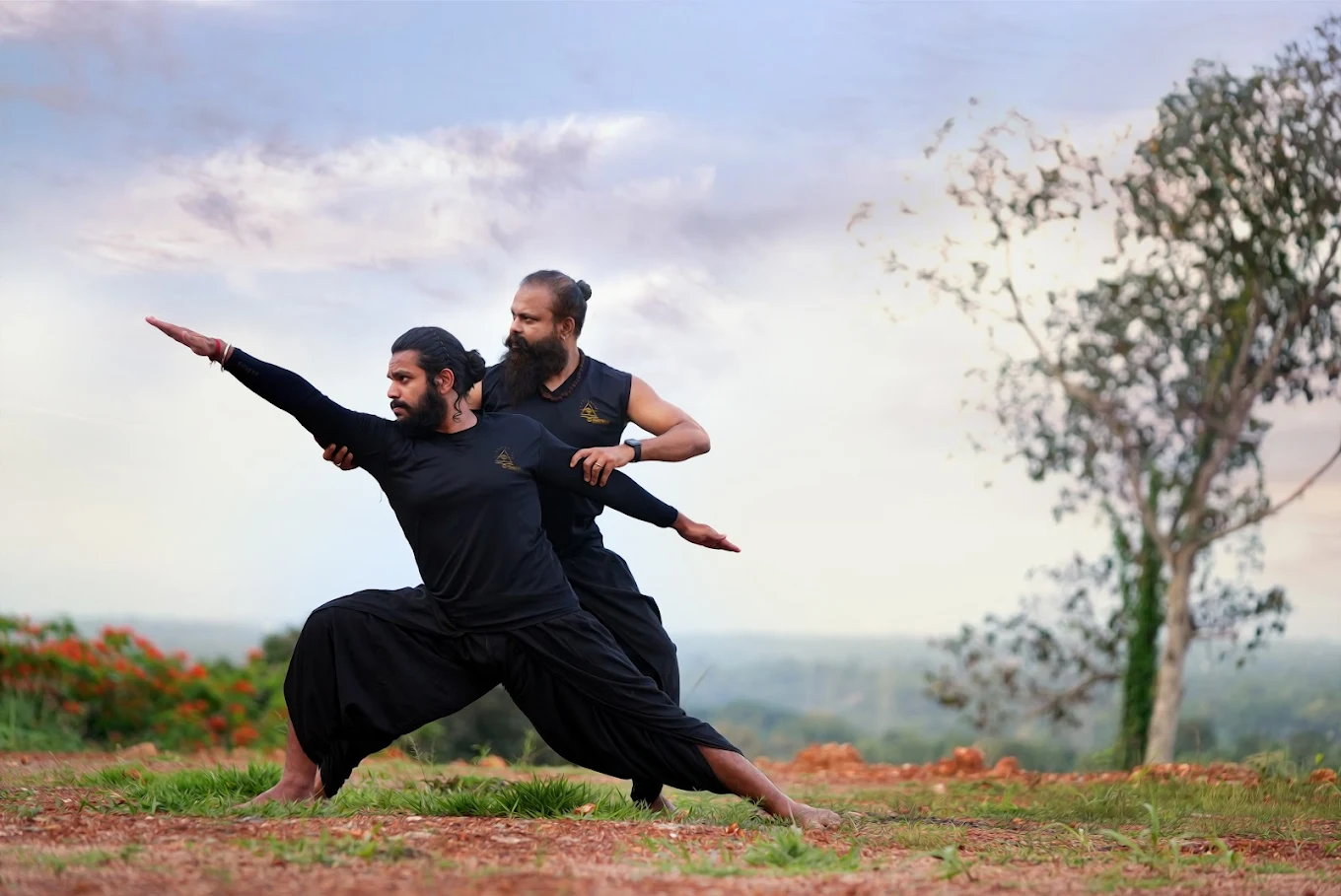Agasthyam Kalaripayattu students practicing traditional martial arts and fitness training in Thiruvananthapuram